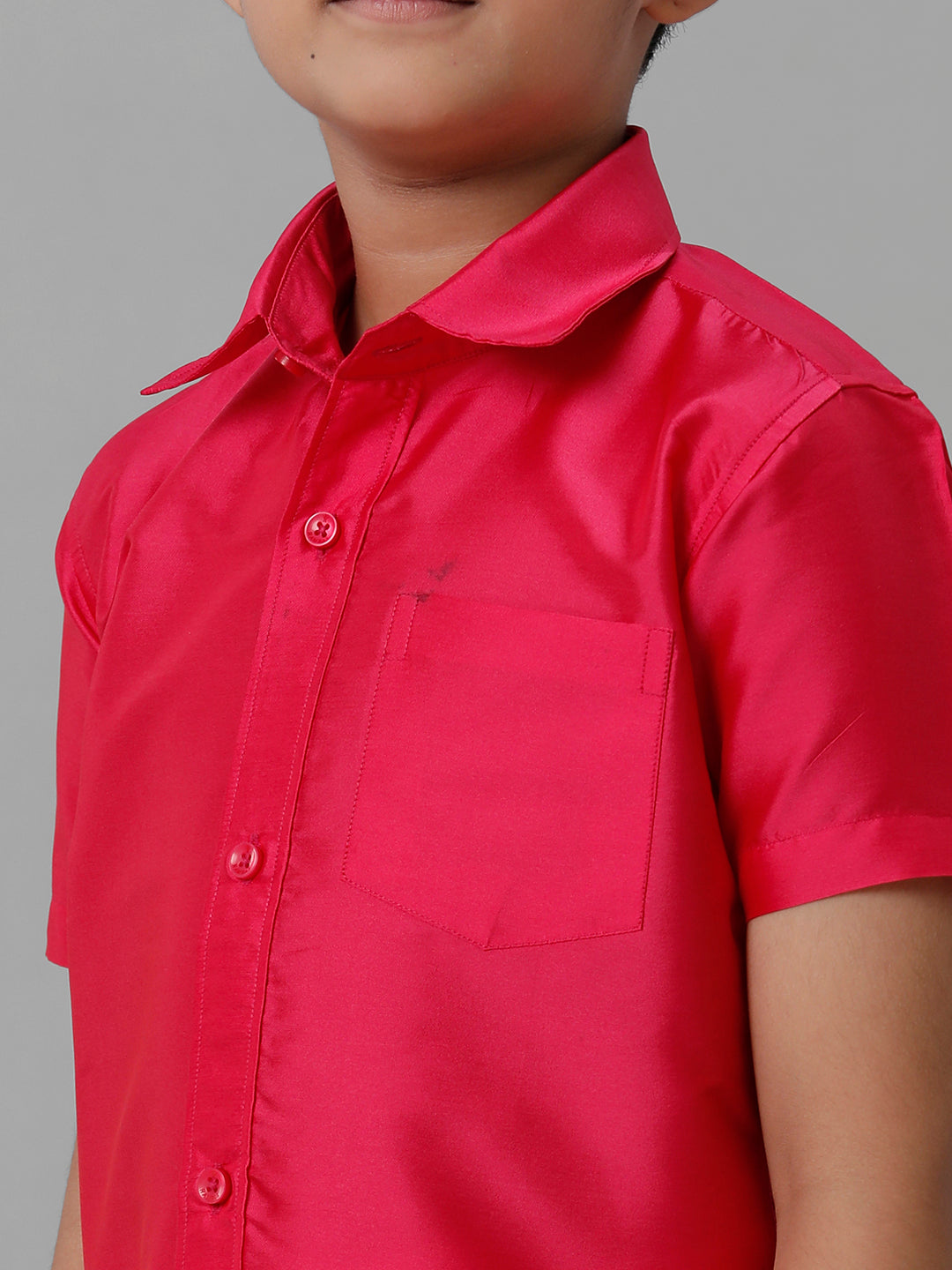 Boys Silk Cotton Shirt with Dhoti Set Dark Pink-Zoom view
