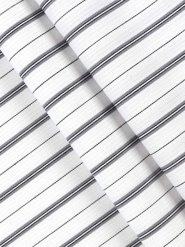 Cotton White & Grey Striped Shirt Fabric MBA