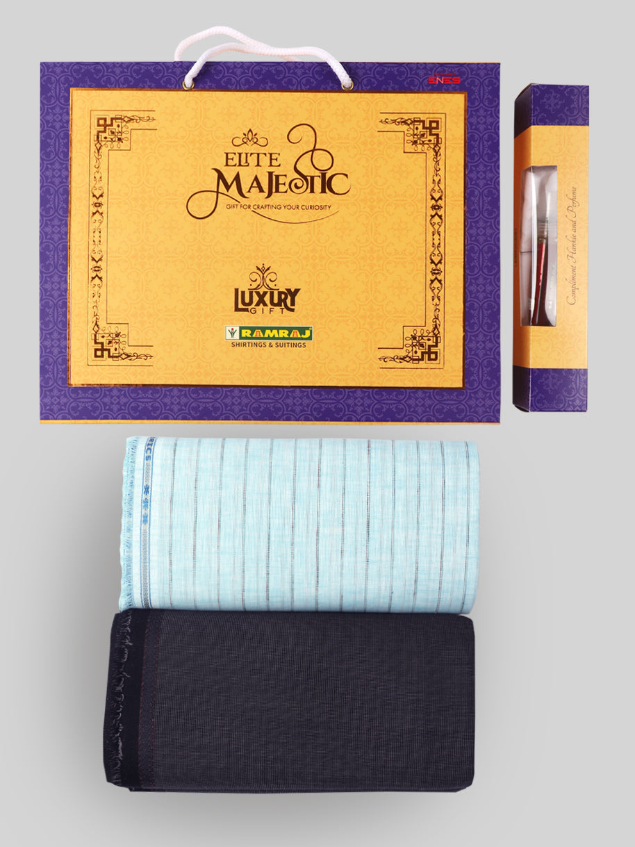 Mens Cotton Striped Shirting & Suiting Gift Box EM28