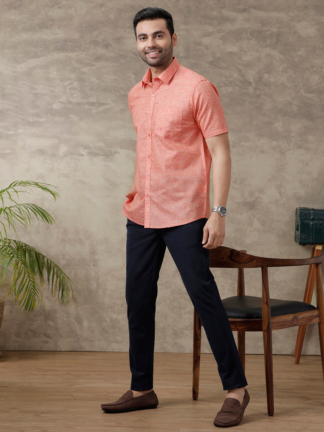 Mens Cotton Rich Shirt Red T39 TO4