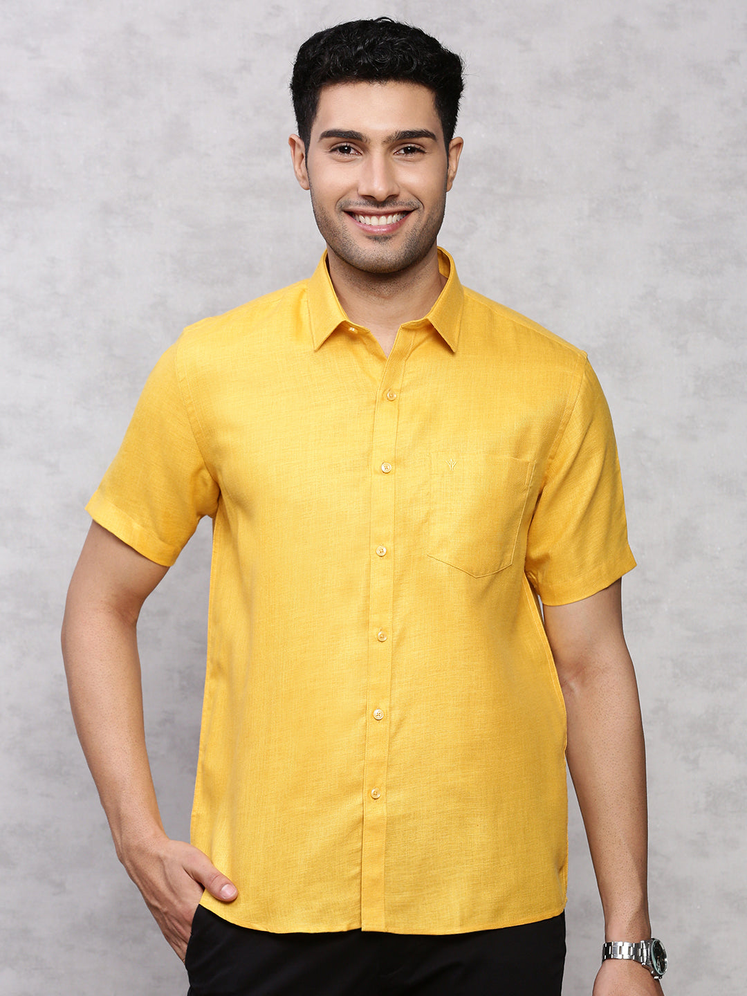 Mens Cotton Rich Shirt Dark Yellow T7 CG5