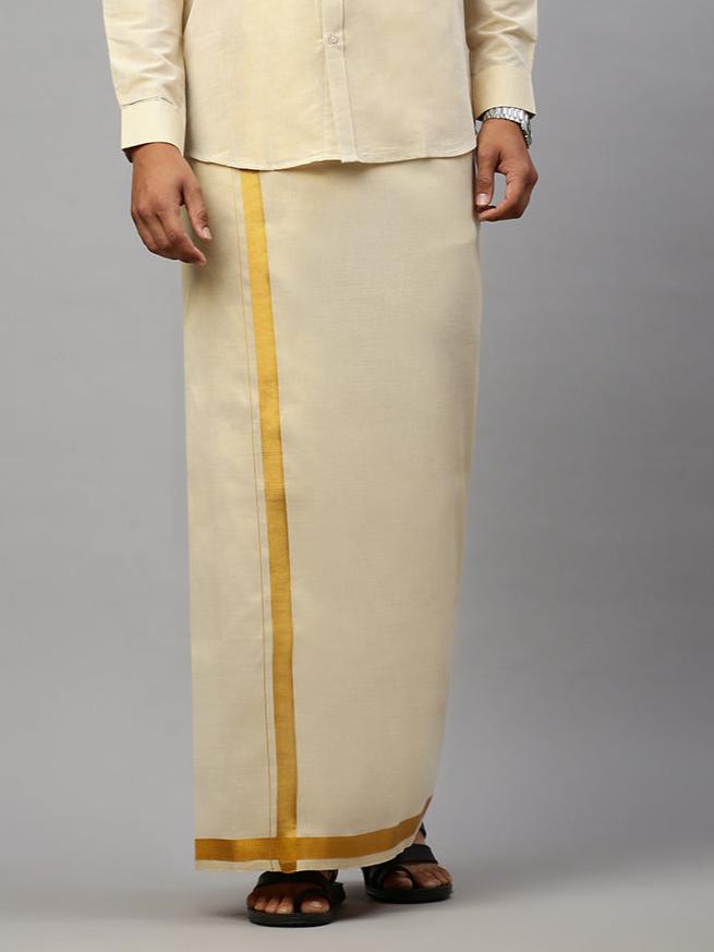 Men Double Dhoti with Gold Jari Tissue 5024