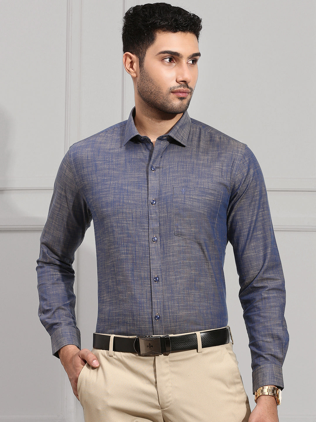 Men 100% Cotton Shirt Blue CL2 GT22