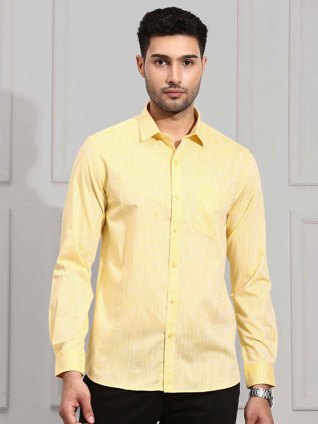 Men 100% Cotton Shirt Yellow CL2 GT14