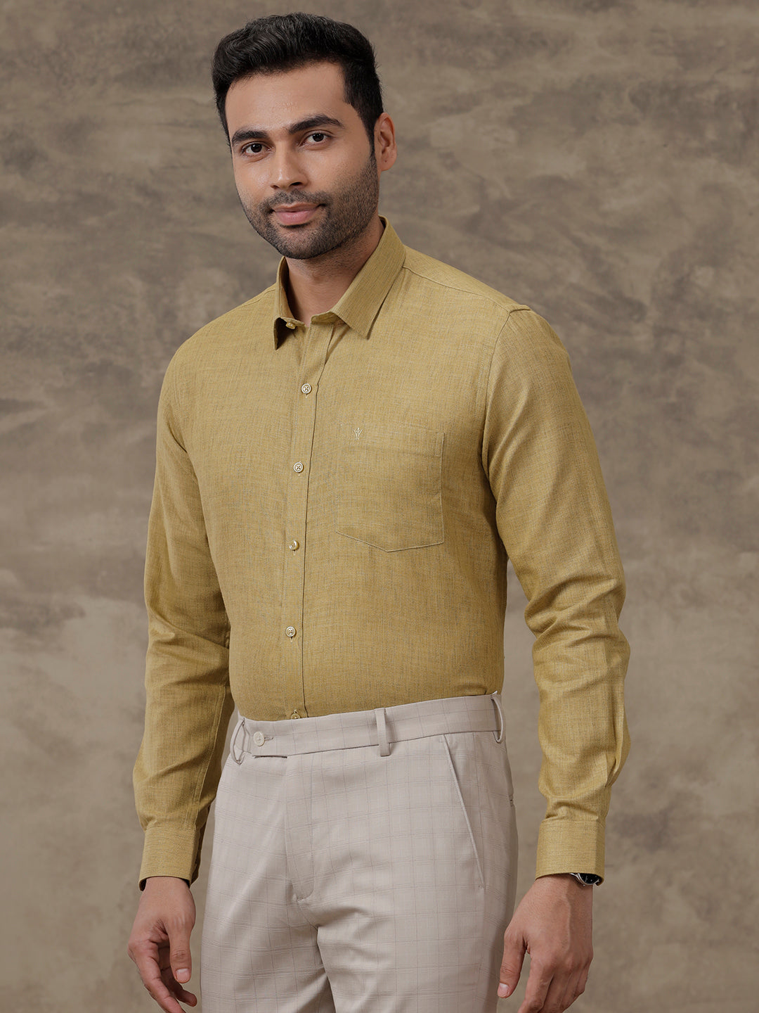 Men Cotton Blend Full Sleeves Shirt Chutney Green T26 TB1