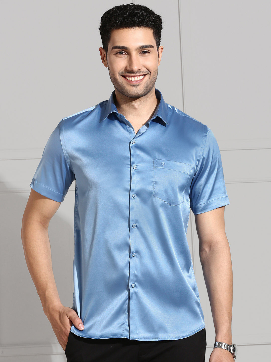 Men Stretch Poly Shirt Sky Blue PS6