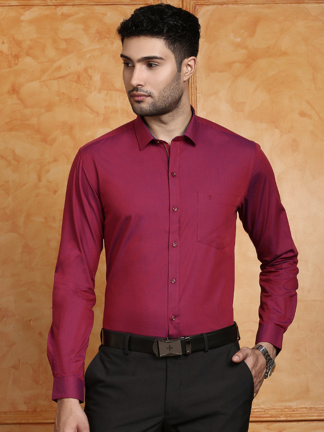 Men 100% Cotton Purple Shirt G111