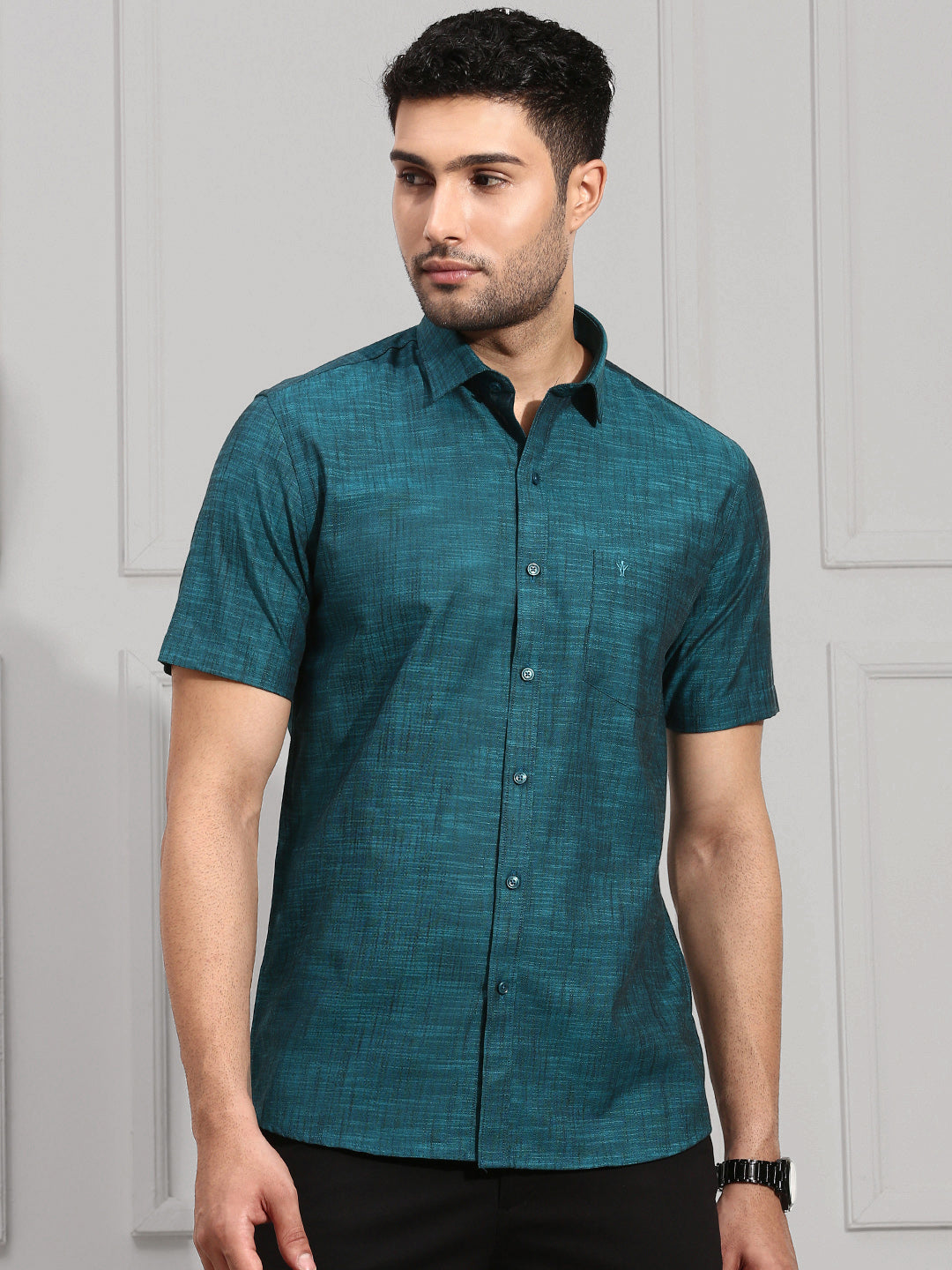 Men 100% Cotton Shirt Dark Green CL2 GT12