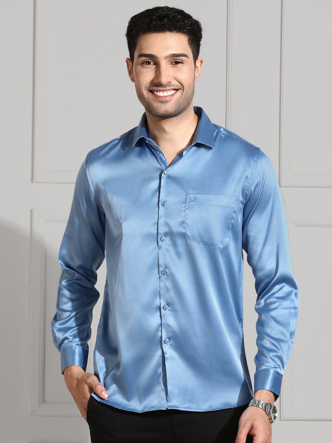 Mens Party Wear Sky Blue Shirt PS6