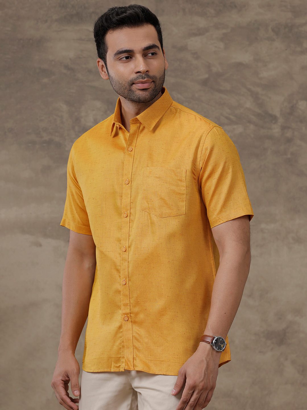 Men Cotton Rich Shirt Yellow T18 CY2