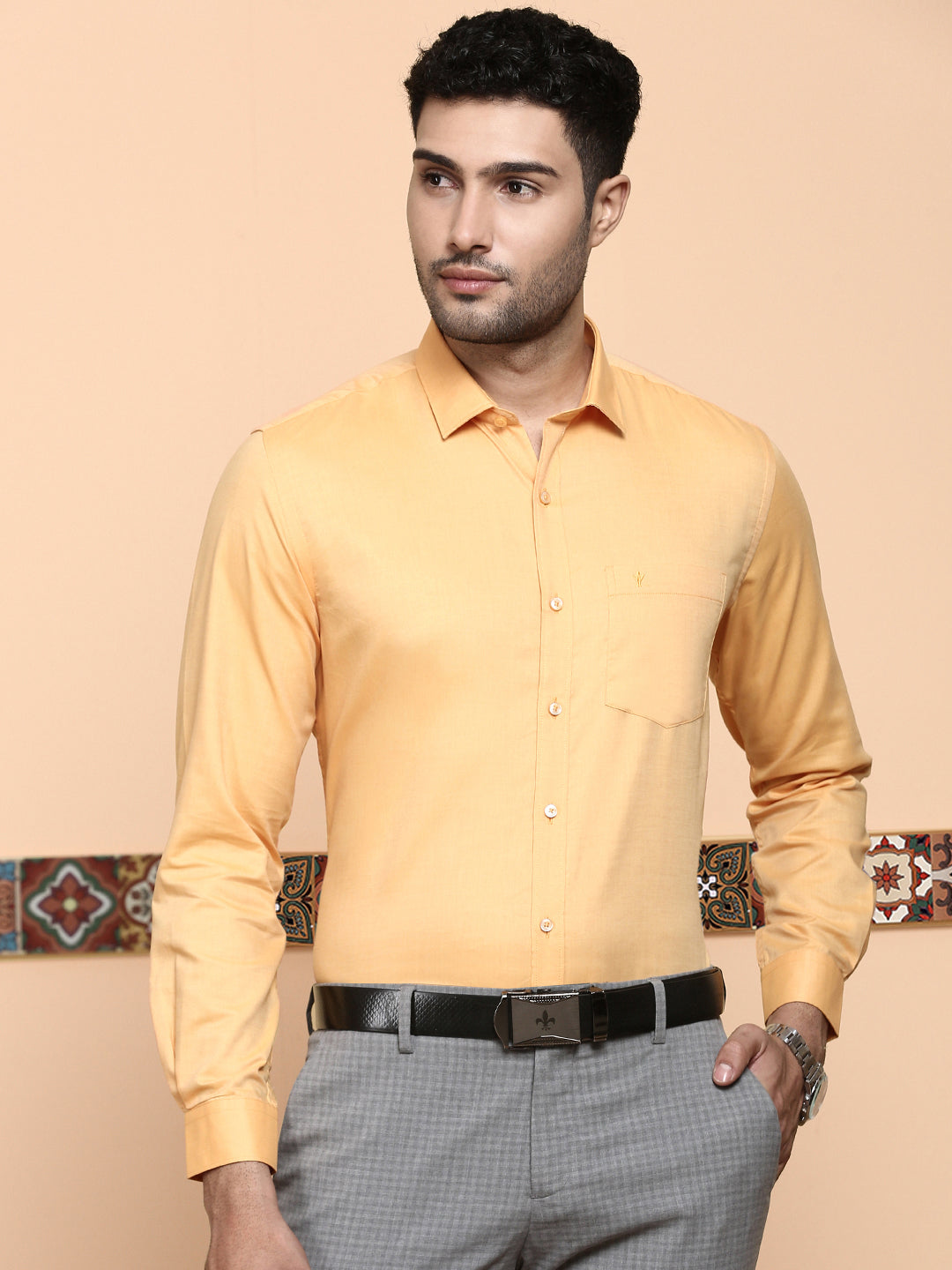 Men Premium Cotton Shirt Orange EL GP15