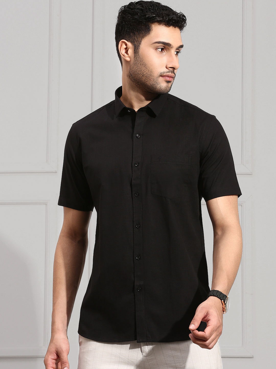 Men 100% Cotton Shirt Black CL2 GT8