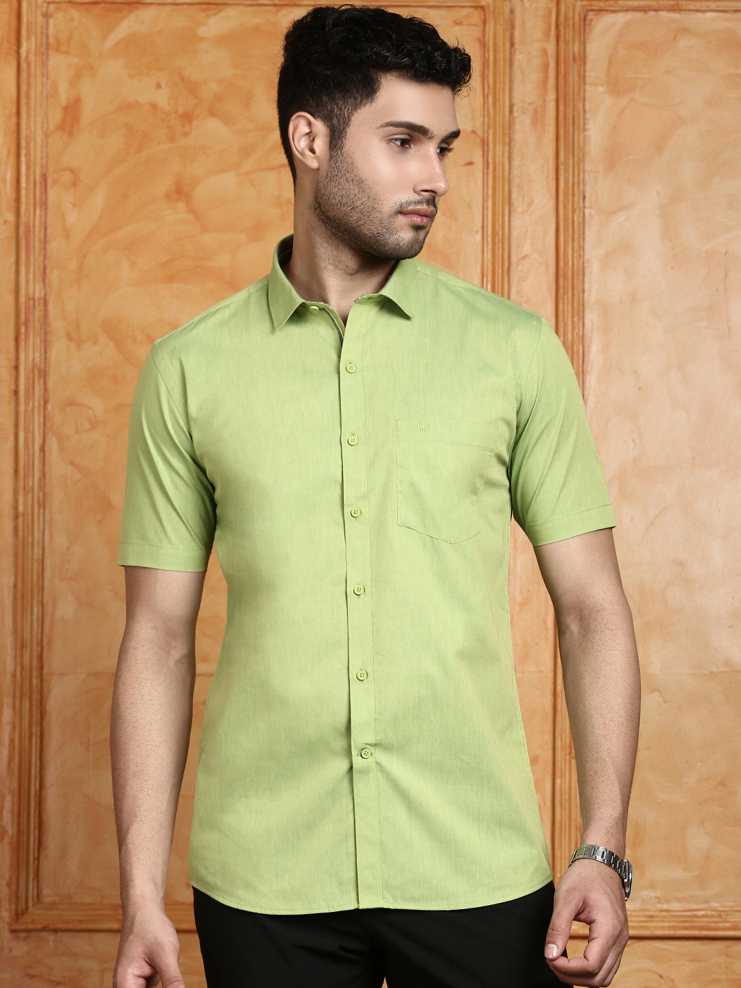 Men 100% Cotton Green Shirt G112