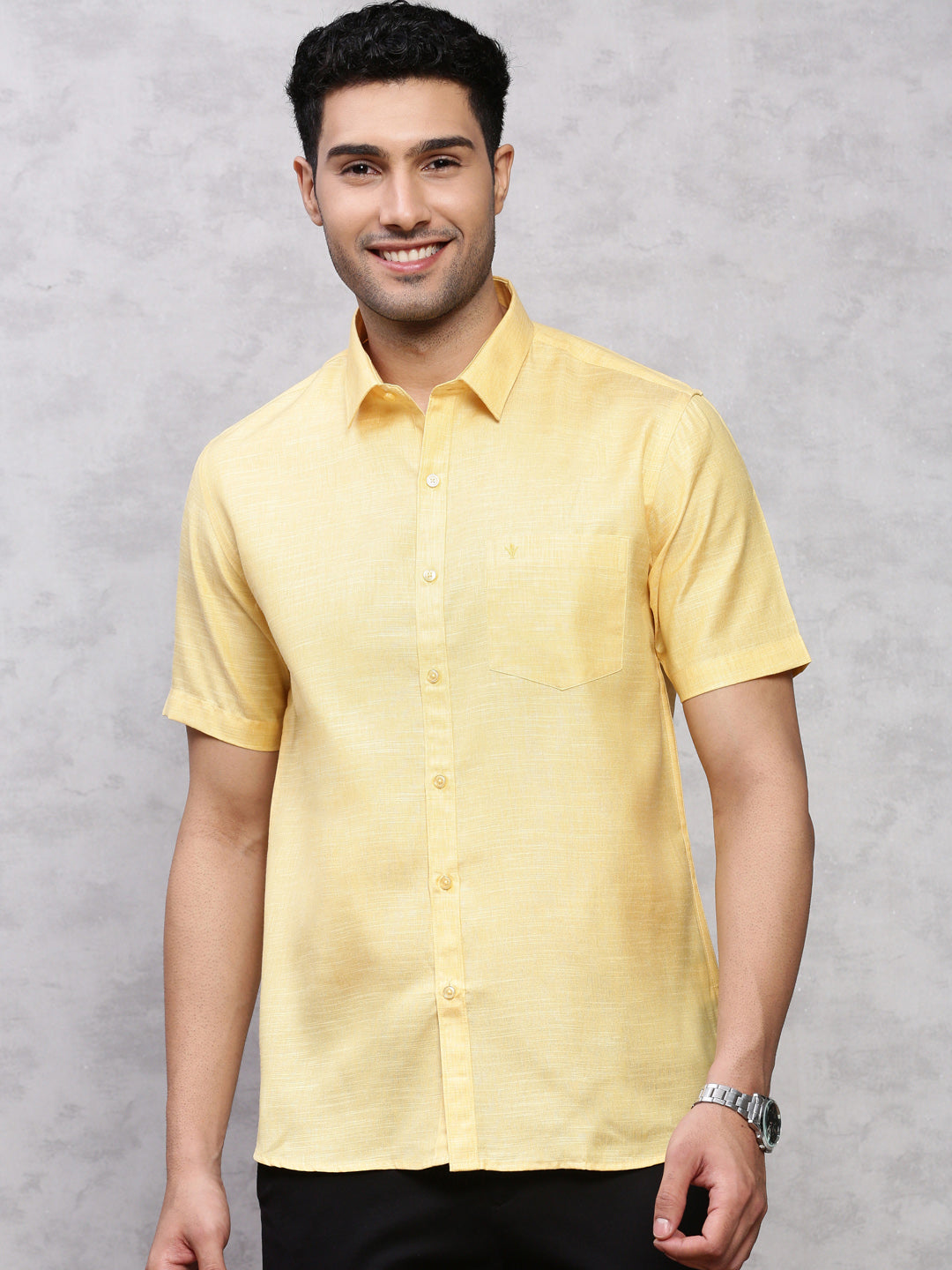 Men Cotton Rich Shirt Golden Yellow T12 CK6