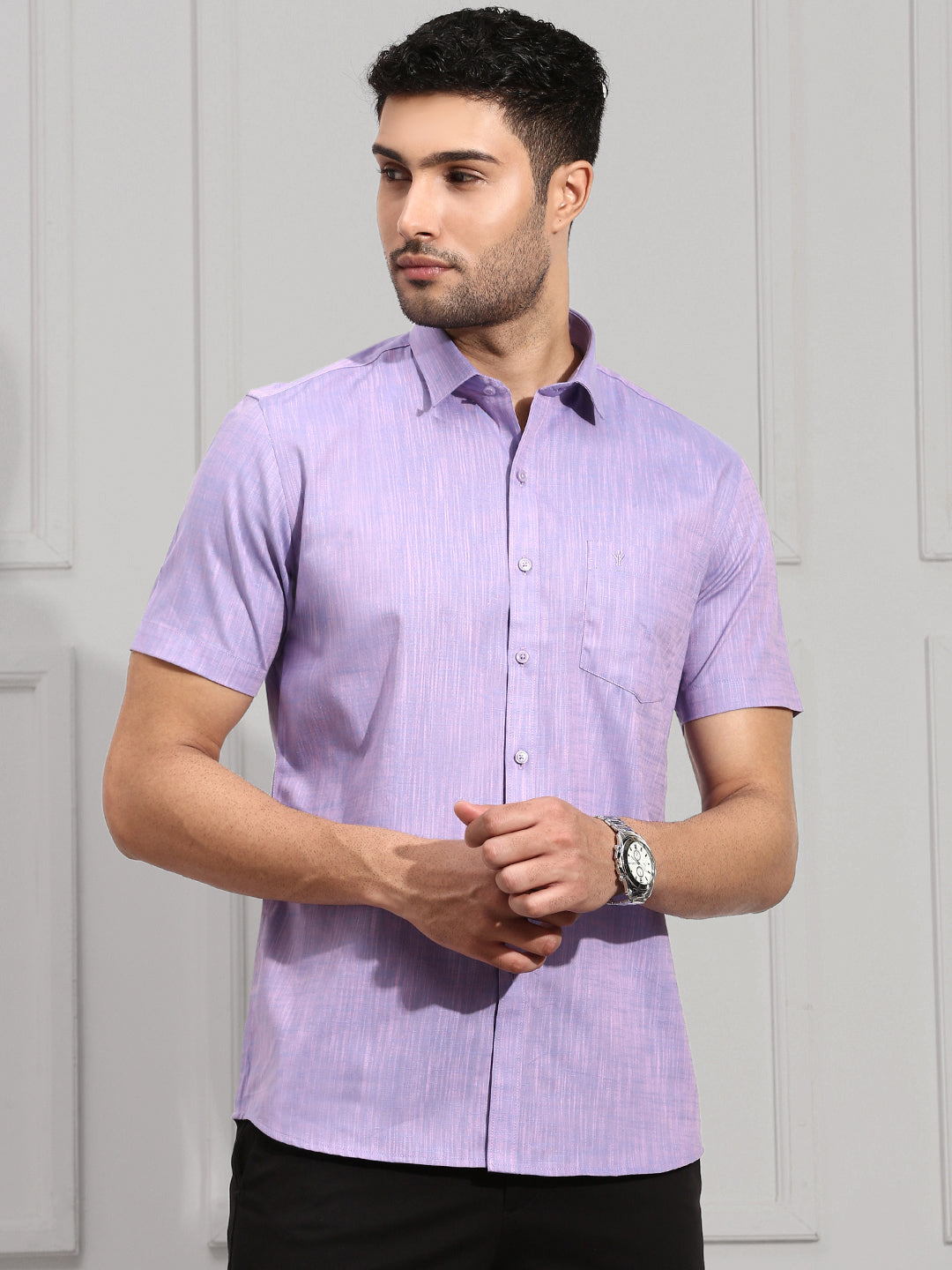 Men 100% Cotton Shirt Violet CL2 GT11