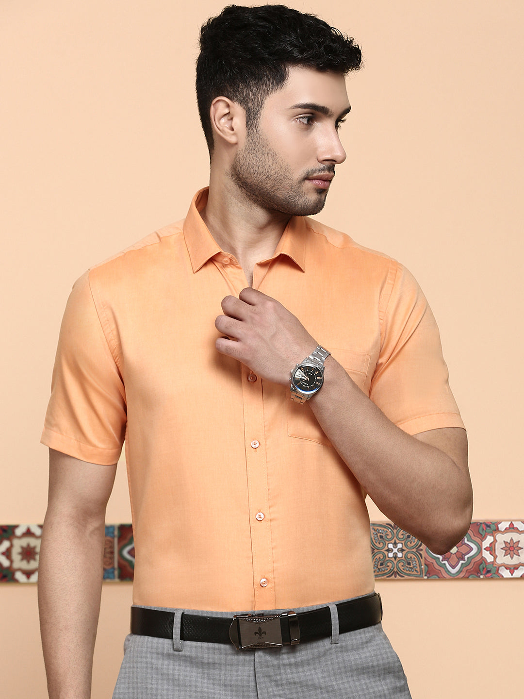 Men Premium Cotton Orange Shirt EL GP17