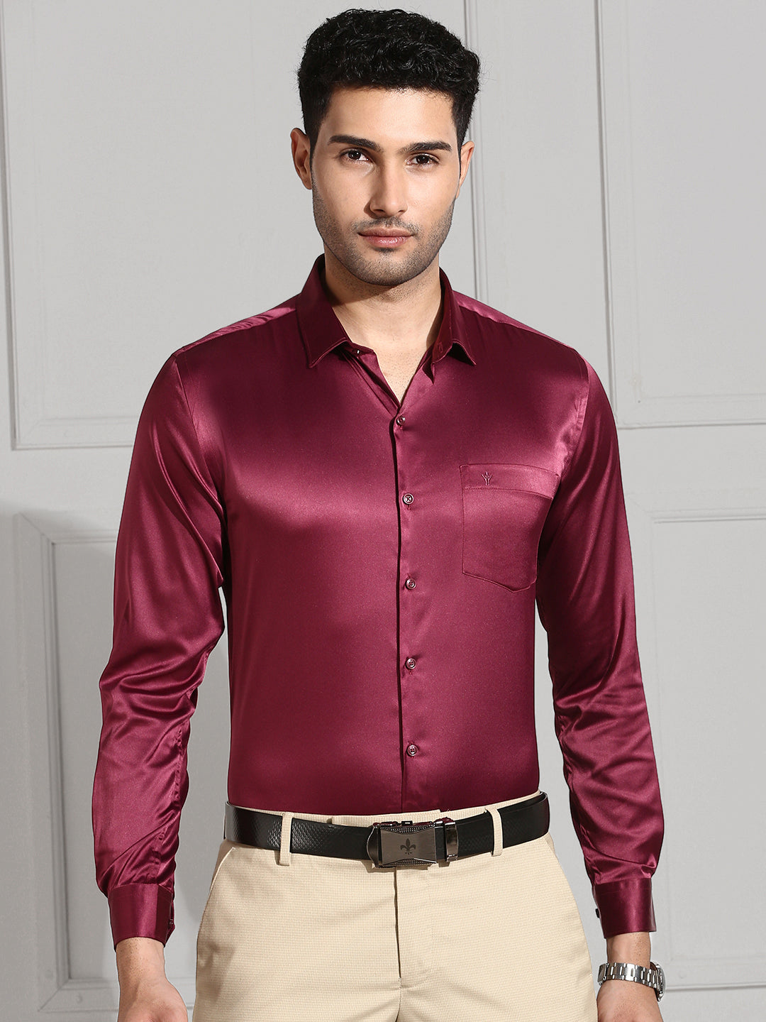 Men Stretch Poly shirt Berry Red PS7