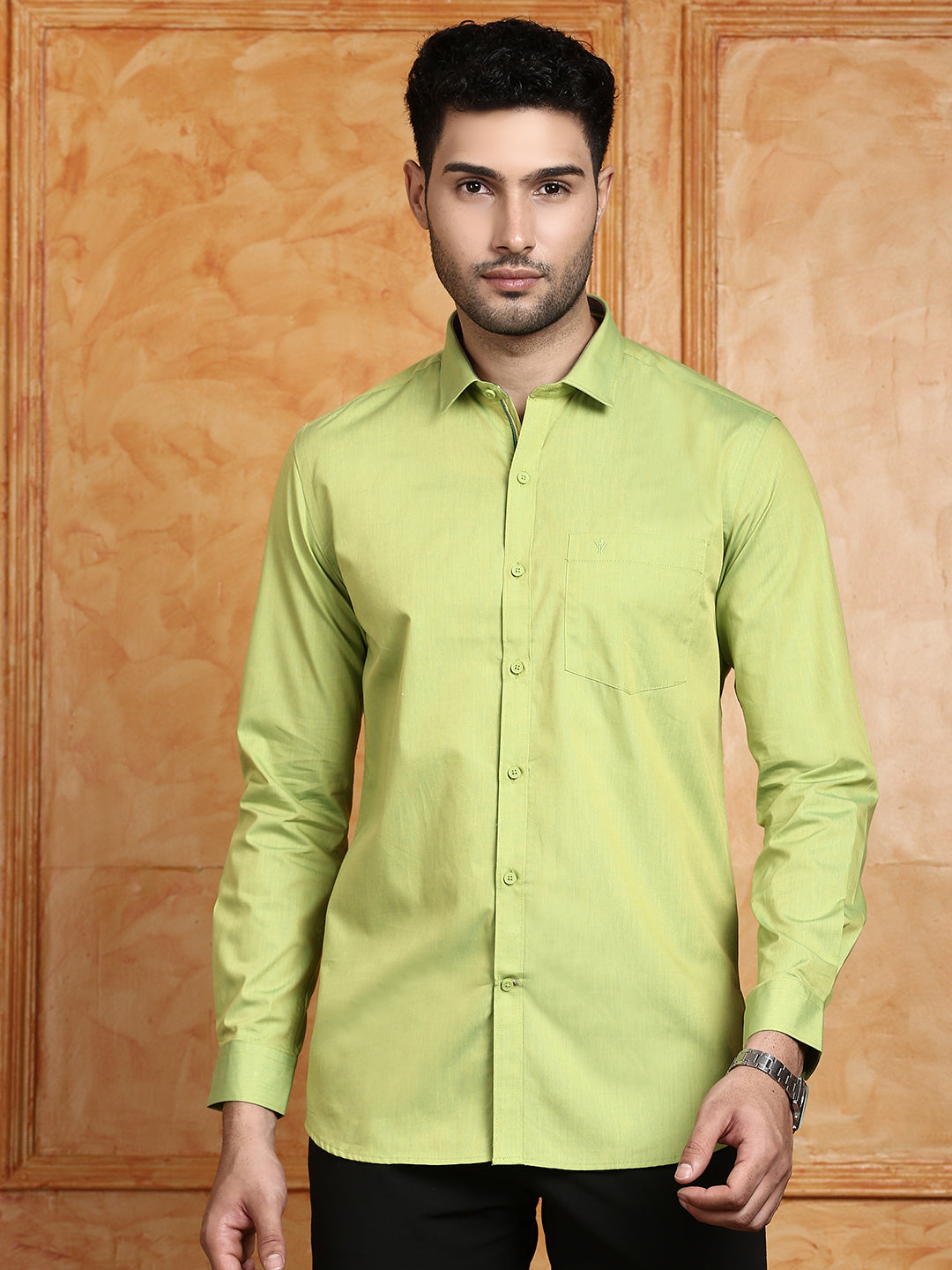 Men 100% Cotton Green Shirt G112