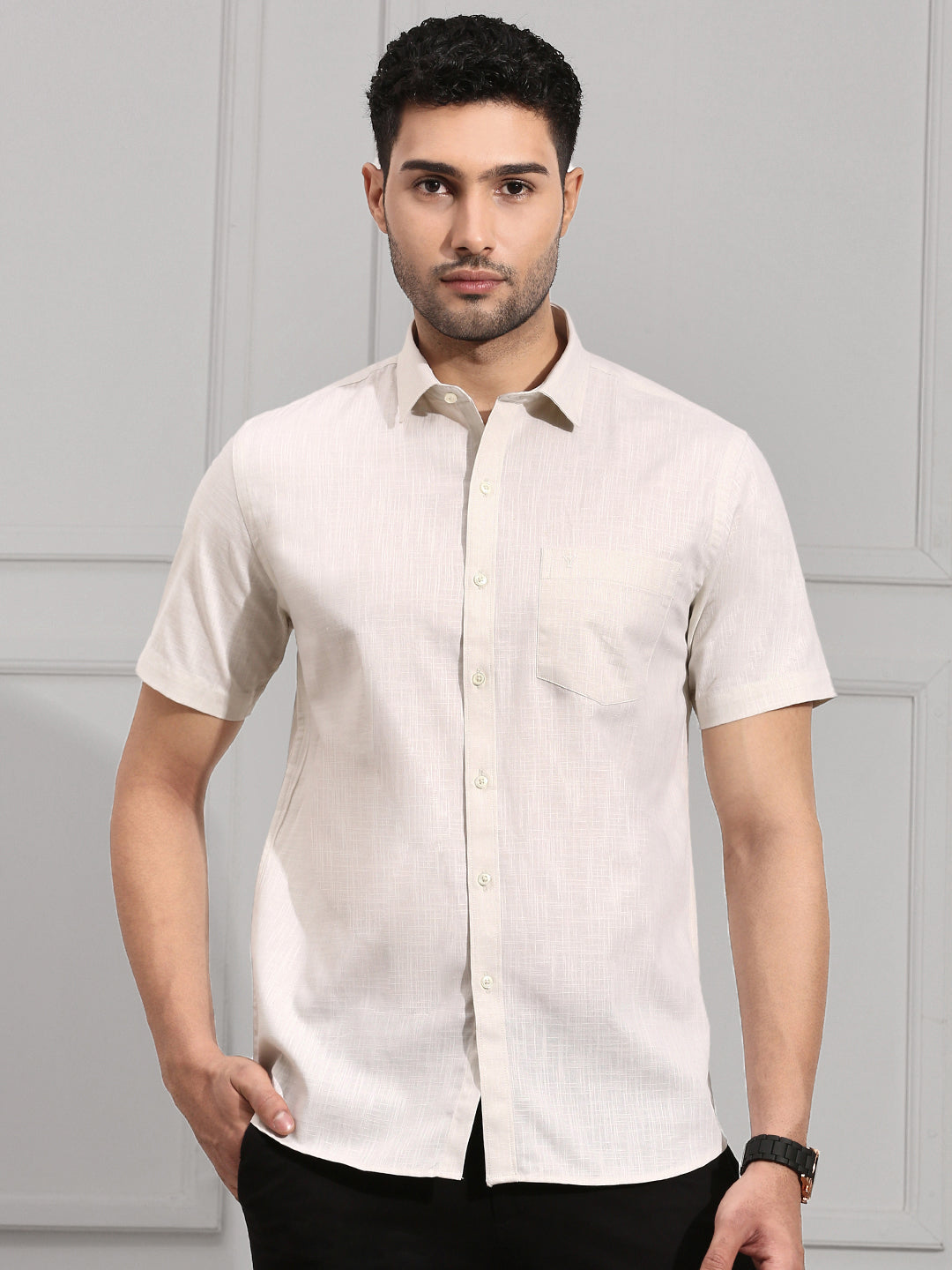 Men 100% Cotton Cream Shirt CL2 GT15