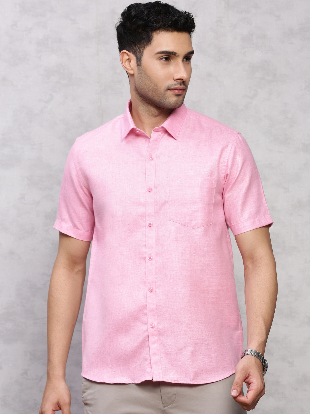 Men Cotton Blend Shirt Pink T7 CG10