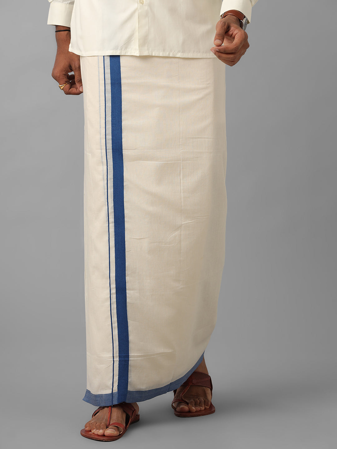 Men Kora Double Dhoti Blue Rivan Kora Spl