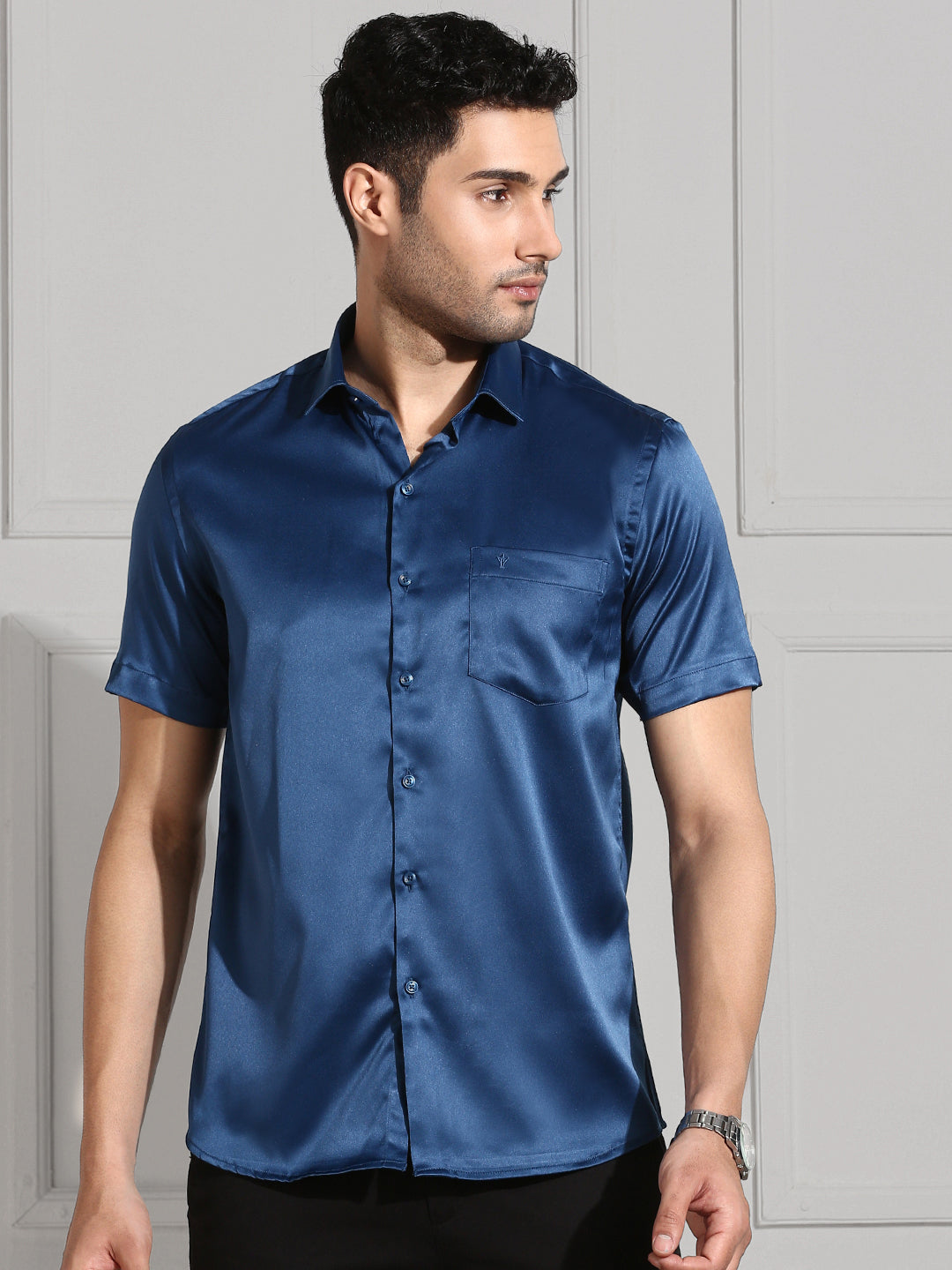 Men Stretch Poly Shirt Navy PS4