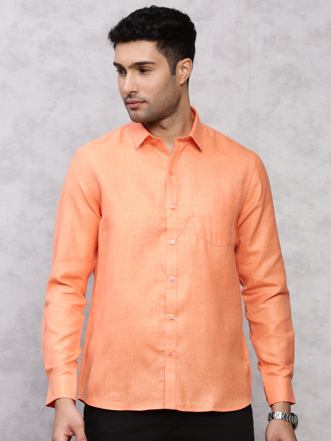 Men Cotton Shirt Orange -T7 CG4