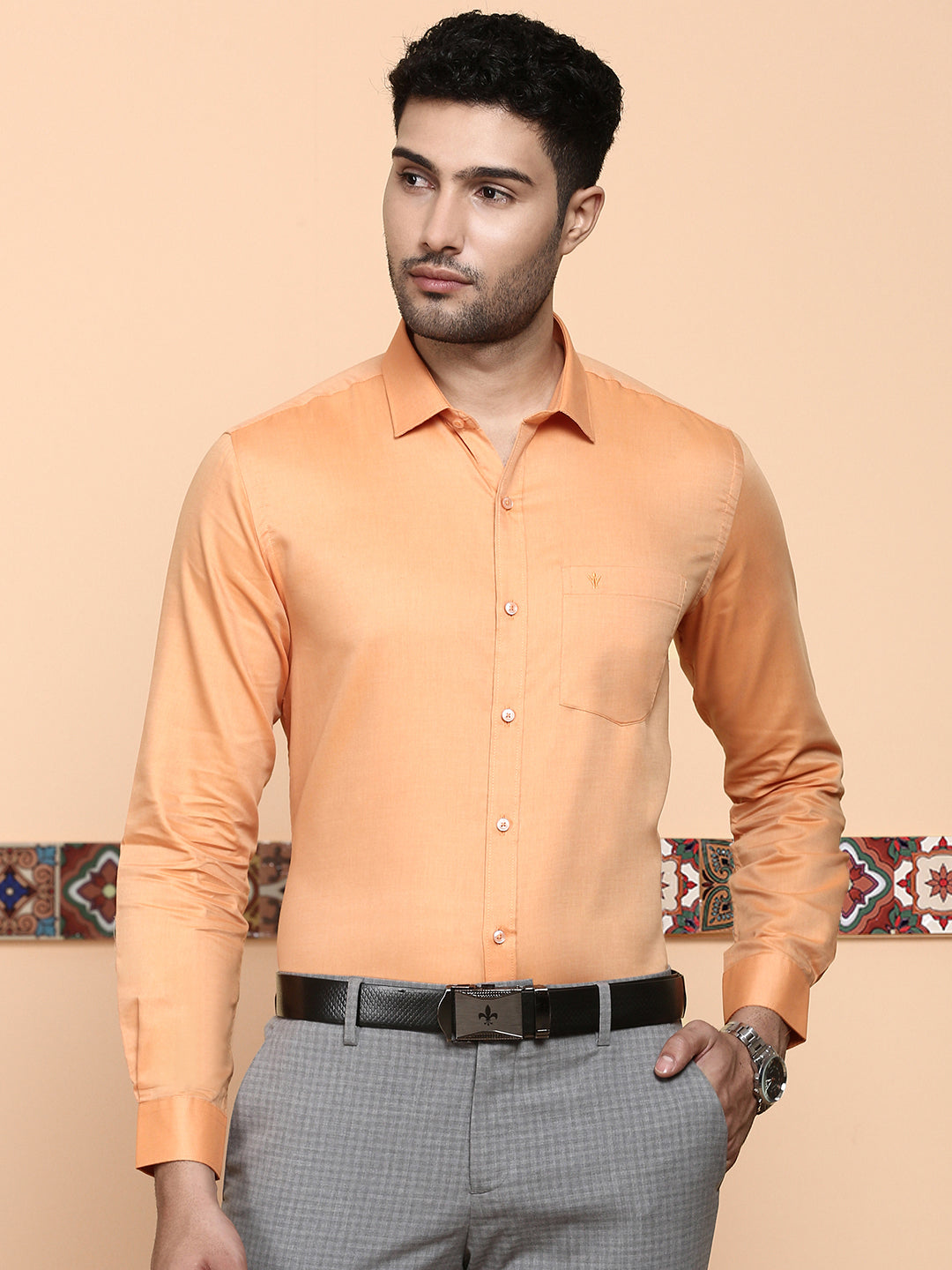 Men Premium Cotton Shirt Orange EL GP17