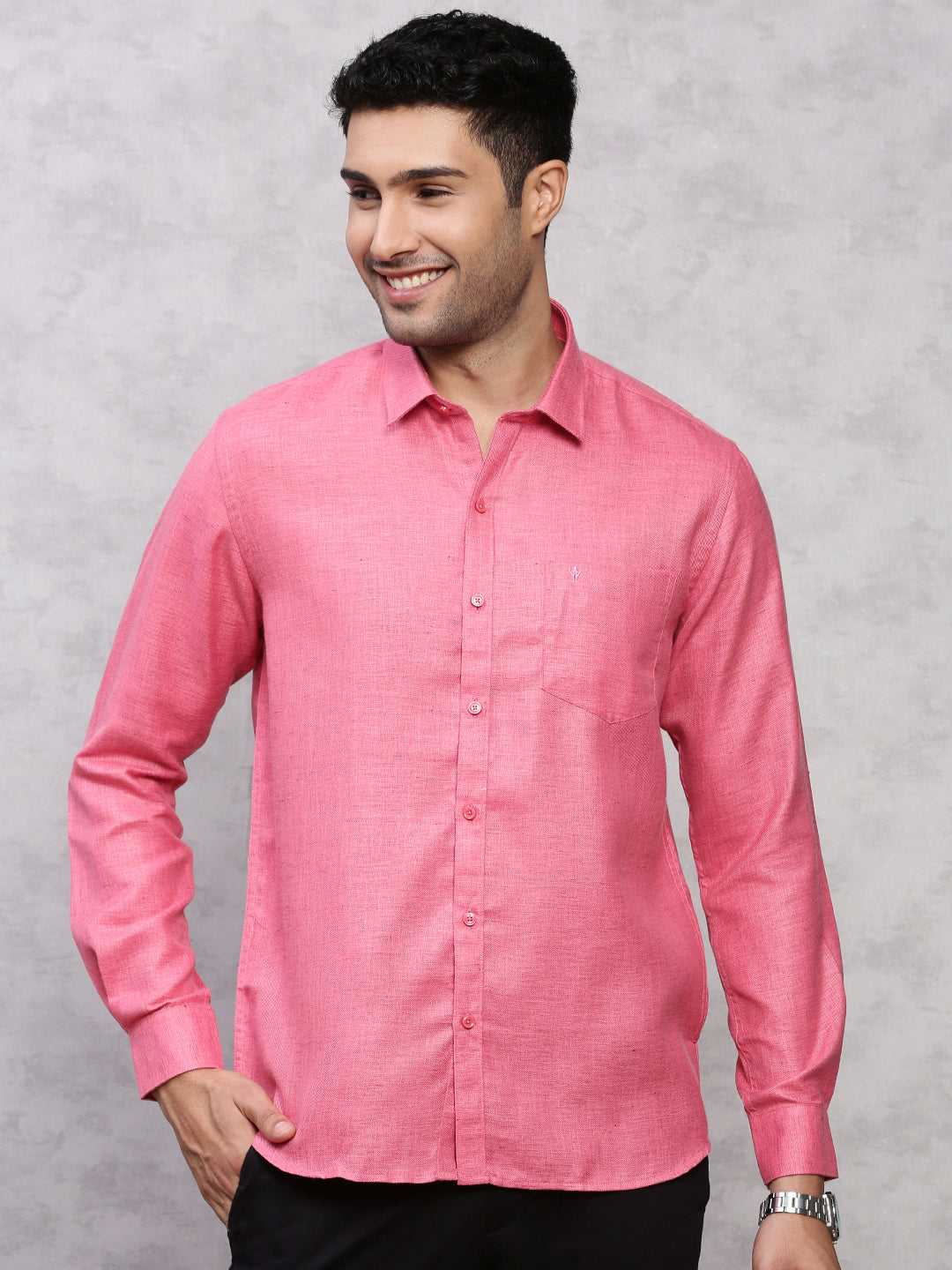 Men Cotton Rich Shirt Dark Pink T7 CG9