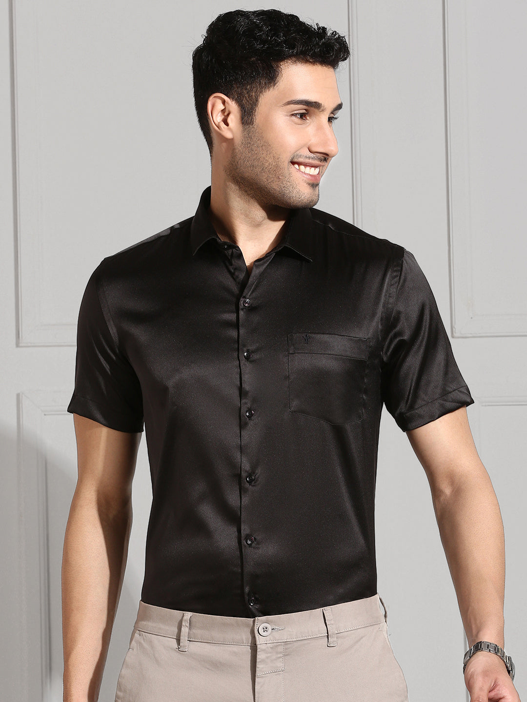 Men Stretch Poly shirt Black PS5