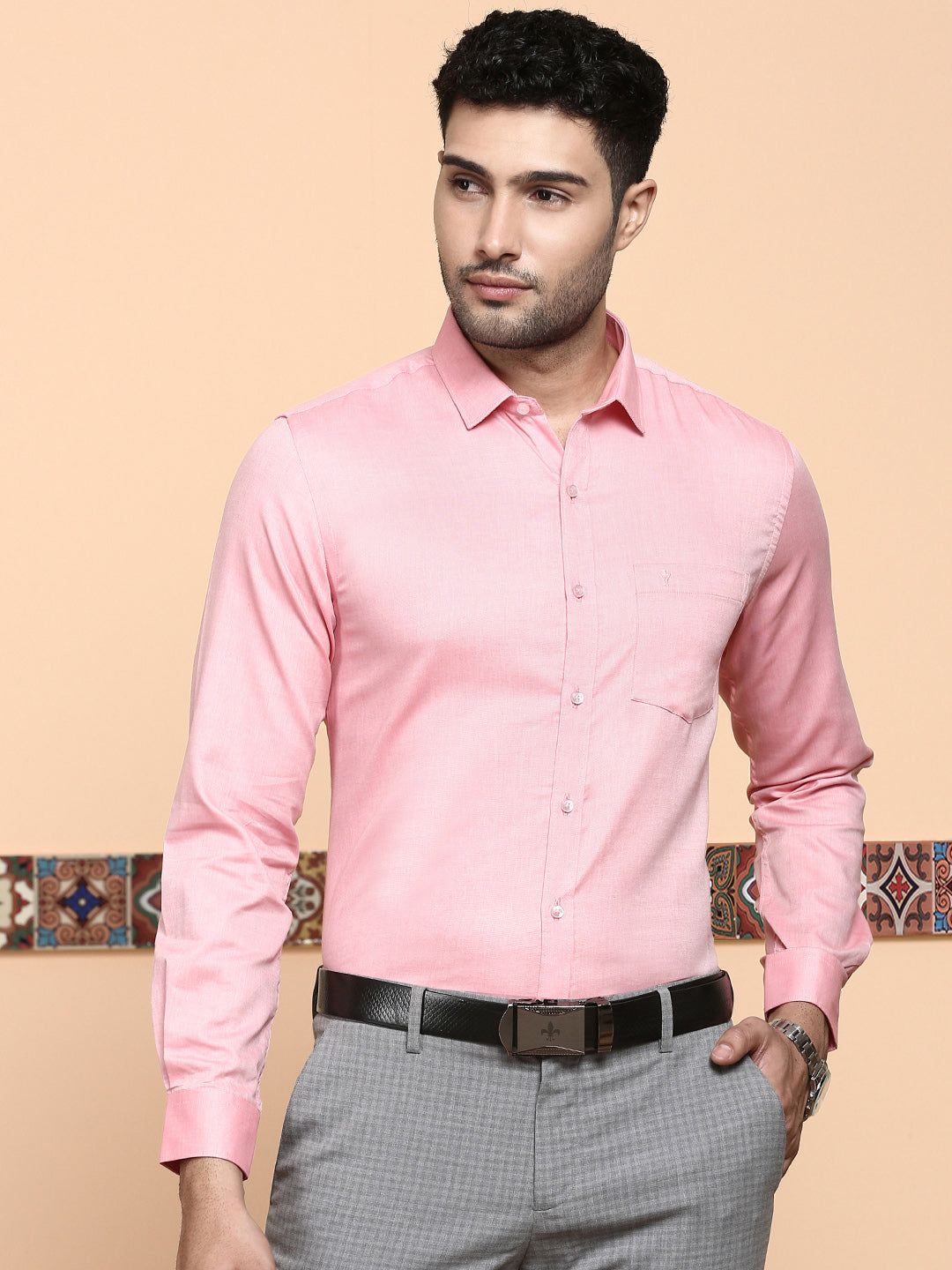 Premium Cotton Shirt Full Sleeves Pink EL GP13