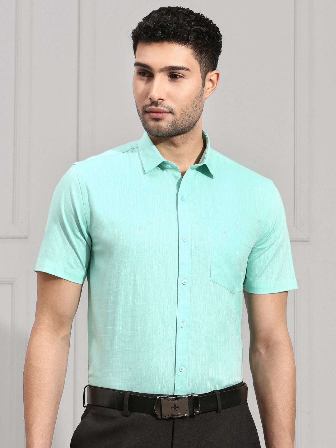 Men 100% Cotton Vivid Cyan Shirt CL2 GT6