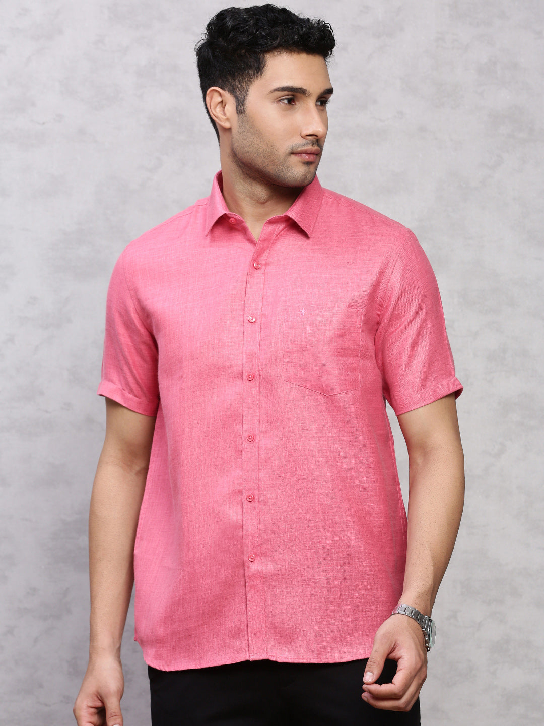 Men Cotton Rich Shirt Dark Pink T7 CG9