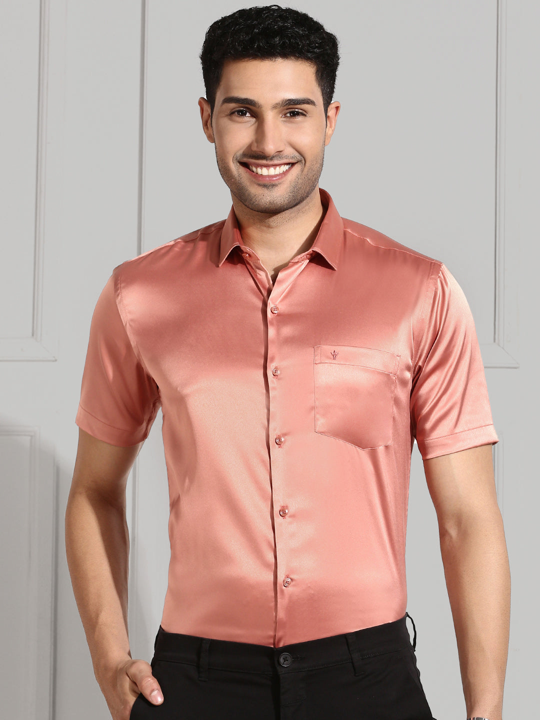 Mens Party Wear Dark Peach Shirt PS3