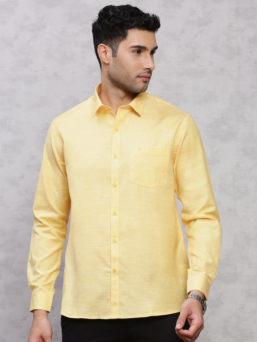 Men Cotton Rich Shirt Golden Yellow T12 CK6