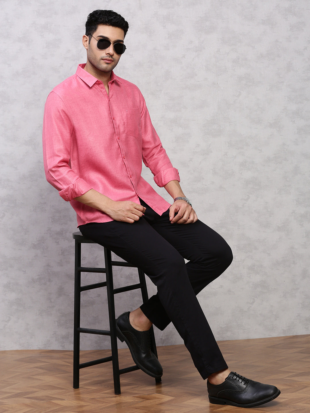 Men Cotton Rich Shirt Dark Pink T7 CG9