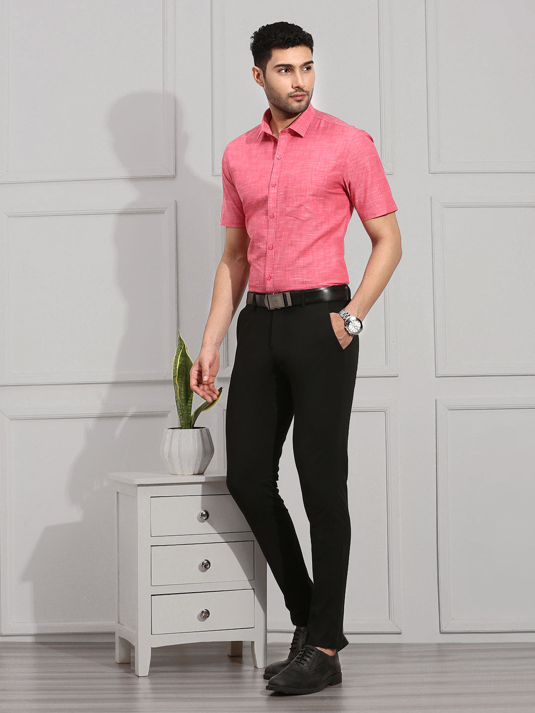 Men 100% Cotton Shirt Pink CL2 GT1