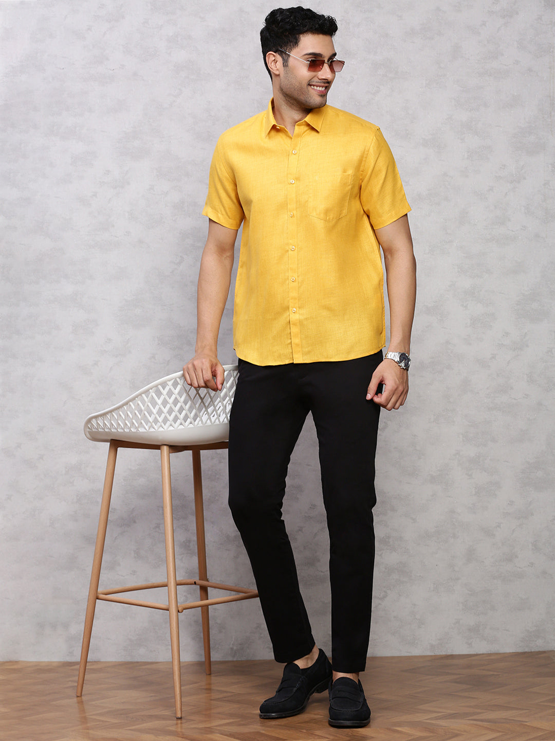 Mens Cotton Rich Shirt Dark Yellow T7 CG5