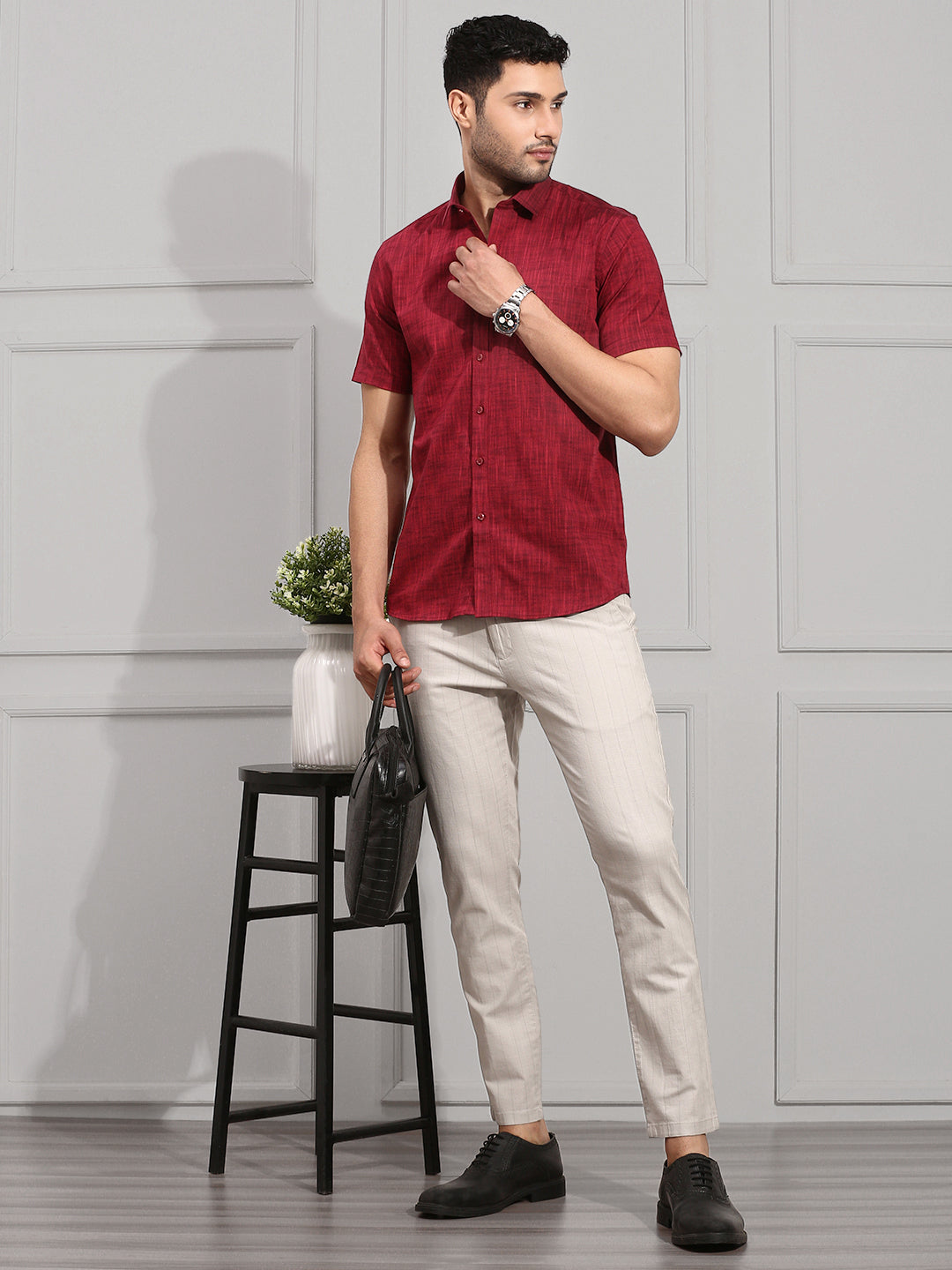 Men 100% Cotton Red Shirt CL2 GT3