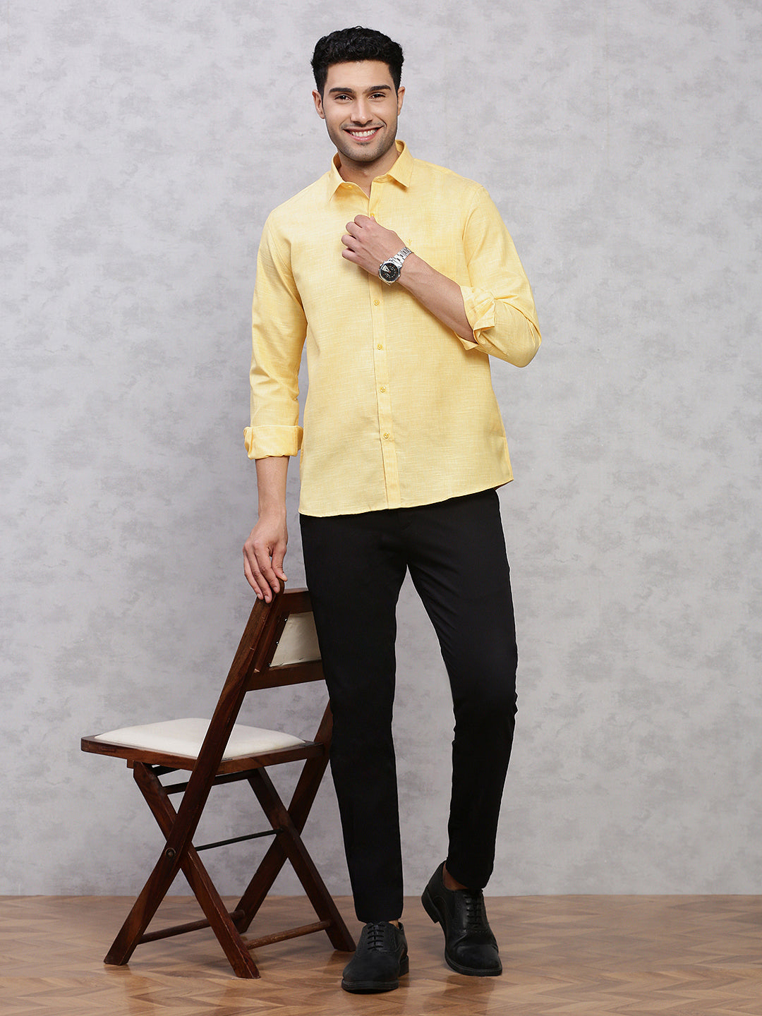 Men Cotton Rich Shirt Golden Yellow T12 CK6