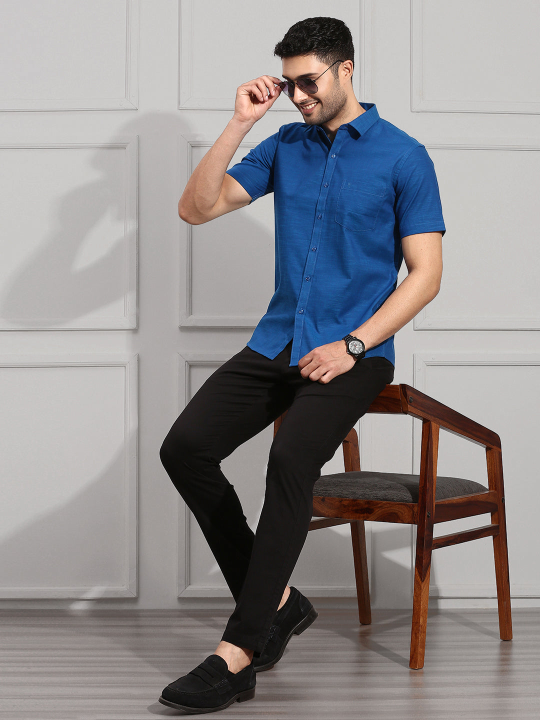 Men 100% Cotton Blue Shirt CL2 GT5