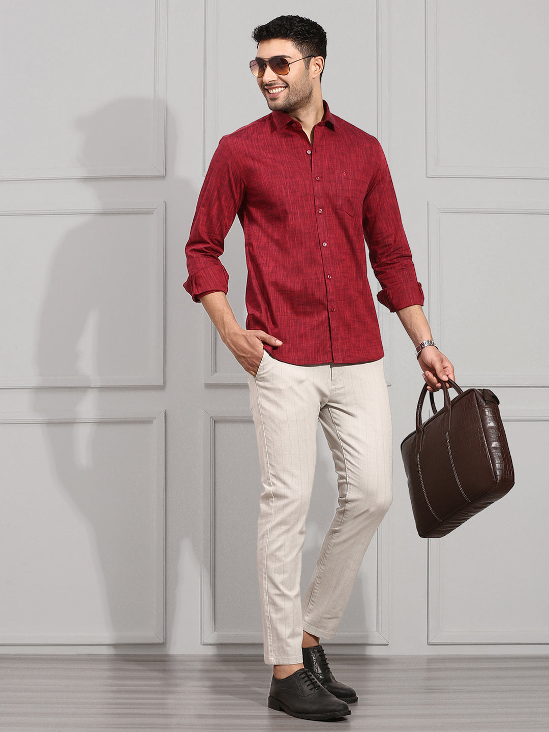 Men 100% Cotton Shirt Red CL2 GT3