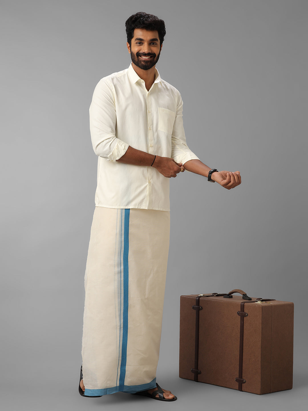 Mens Kora Double Dhoti Blue Rivan Kora Spl