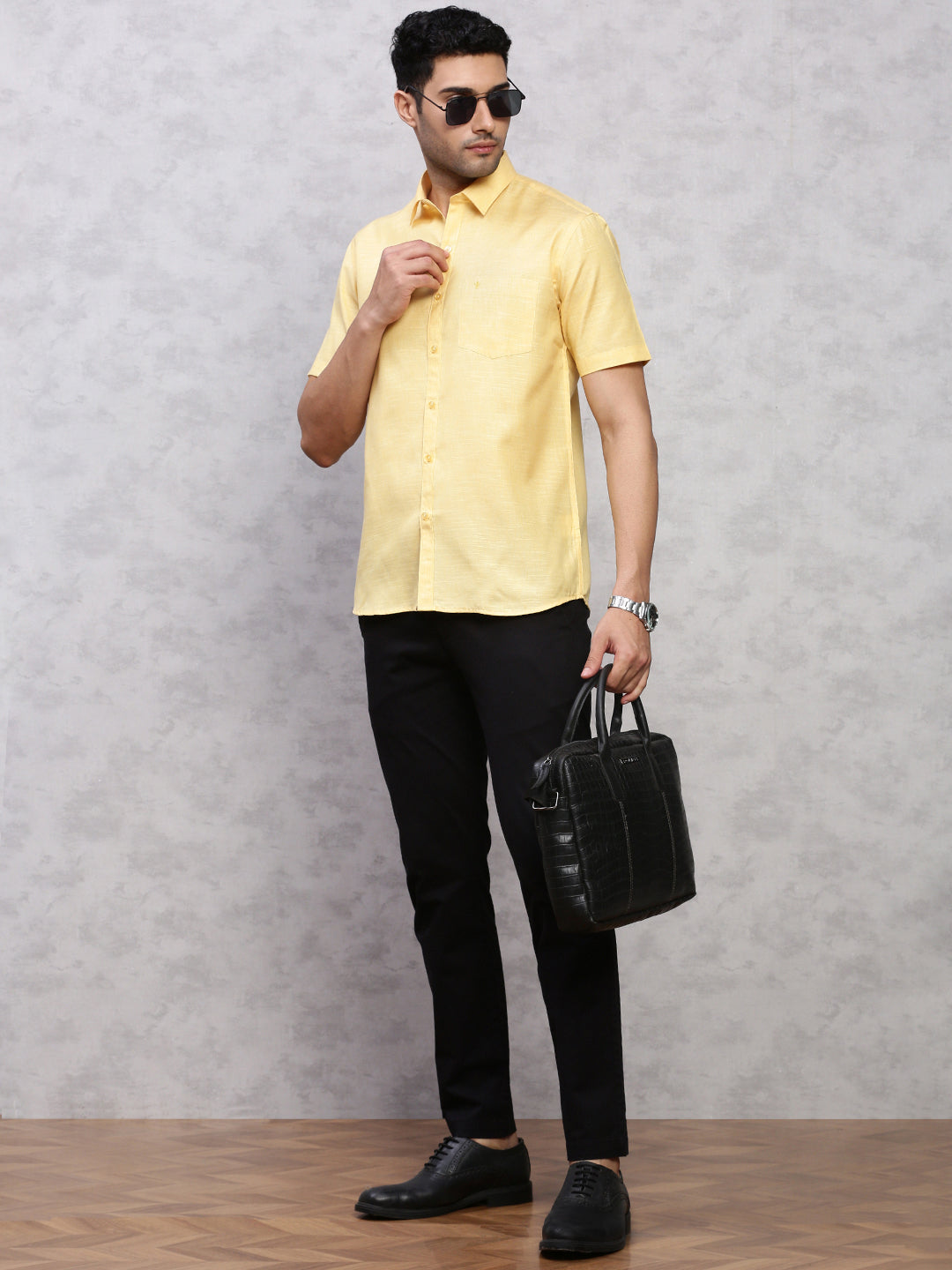 Men Cotton Rich Shirt Golden Yellow T12 CK6