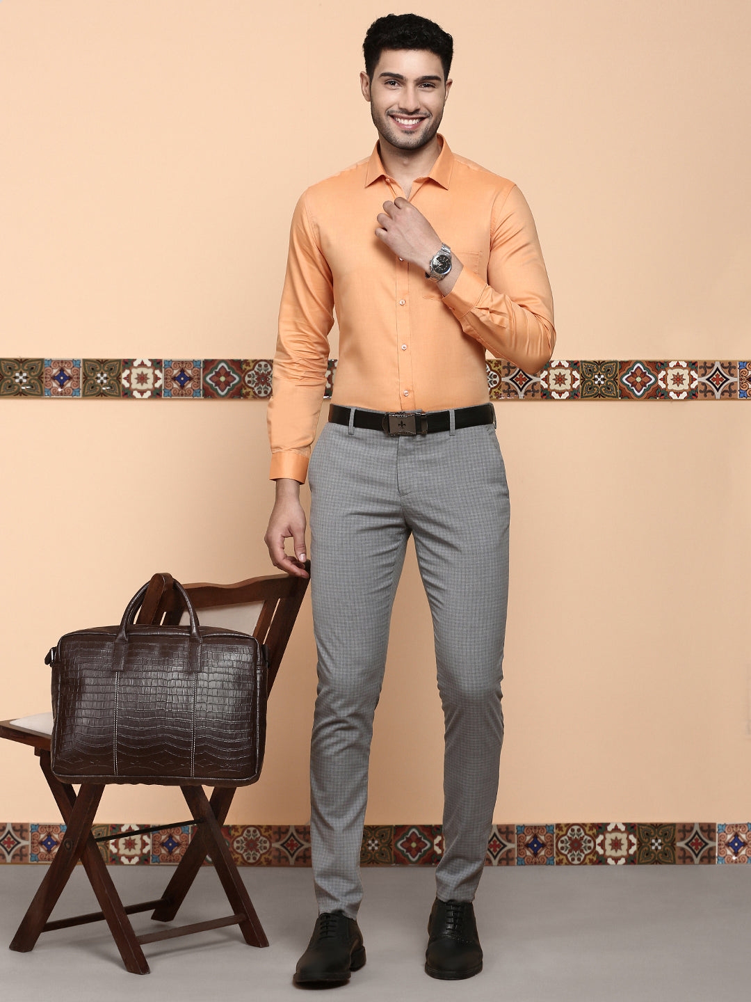 Men Premium Cotton Shirt Orange EL GP17