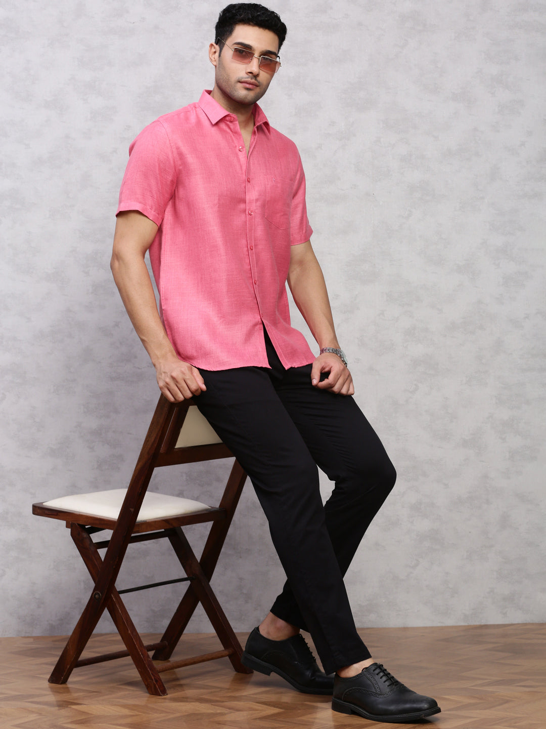 Men Cotton Rich Shirt Dark Pink T7 CG9