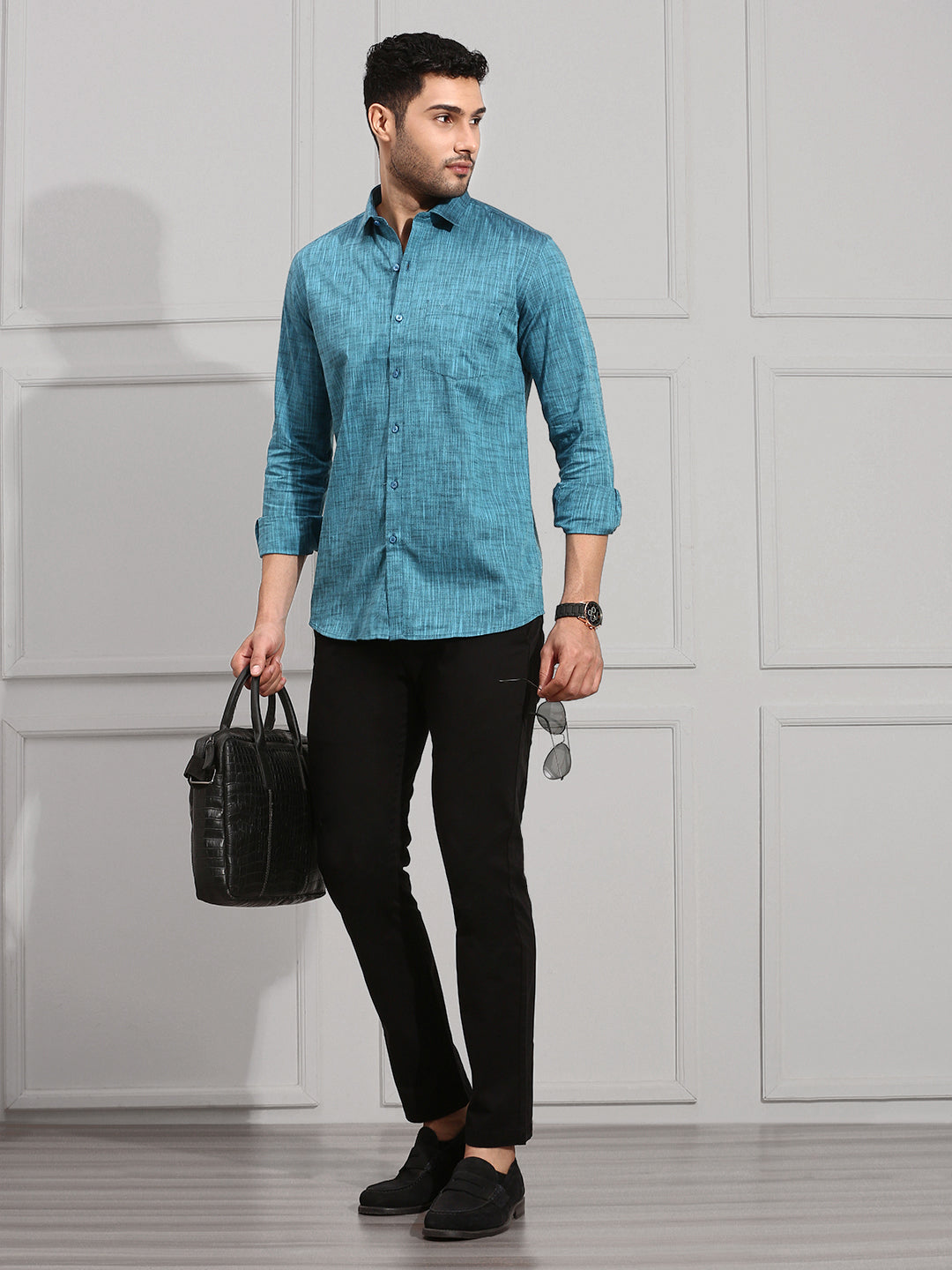 Men 100% Cotton Shirt Blue CL2 GT9