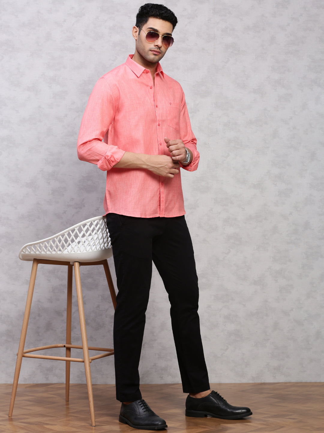 Men Cotton Rich Shirt Pink T12 CK5