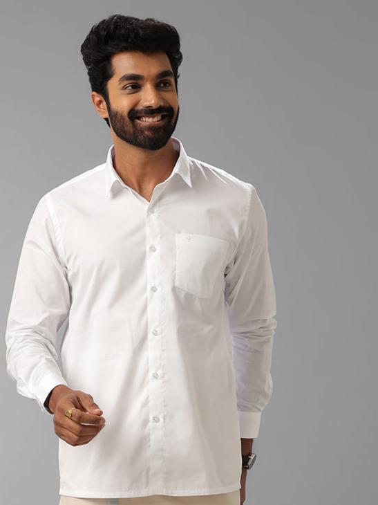 Men Formal White Shirt with Single Layer Sandal Dhoti Combo