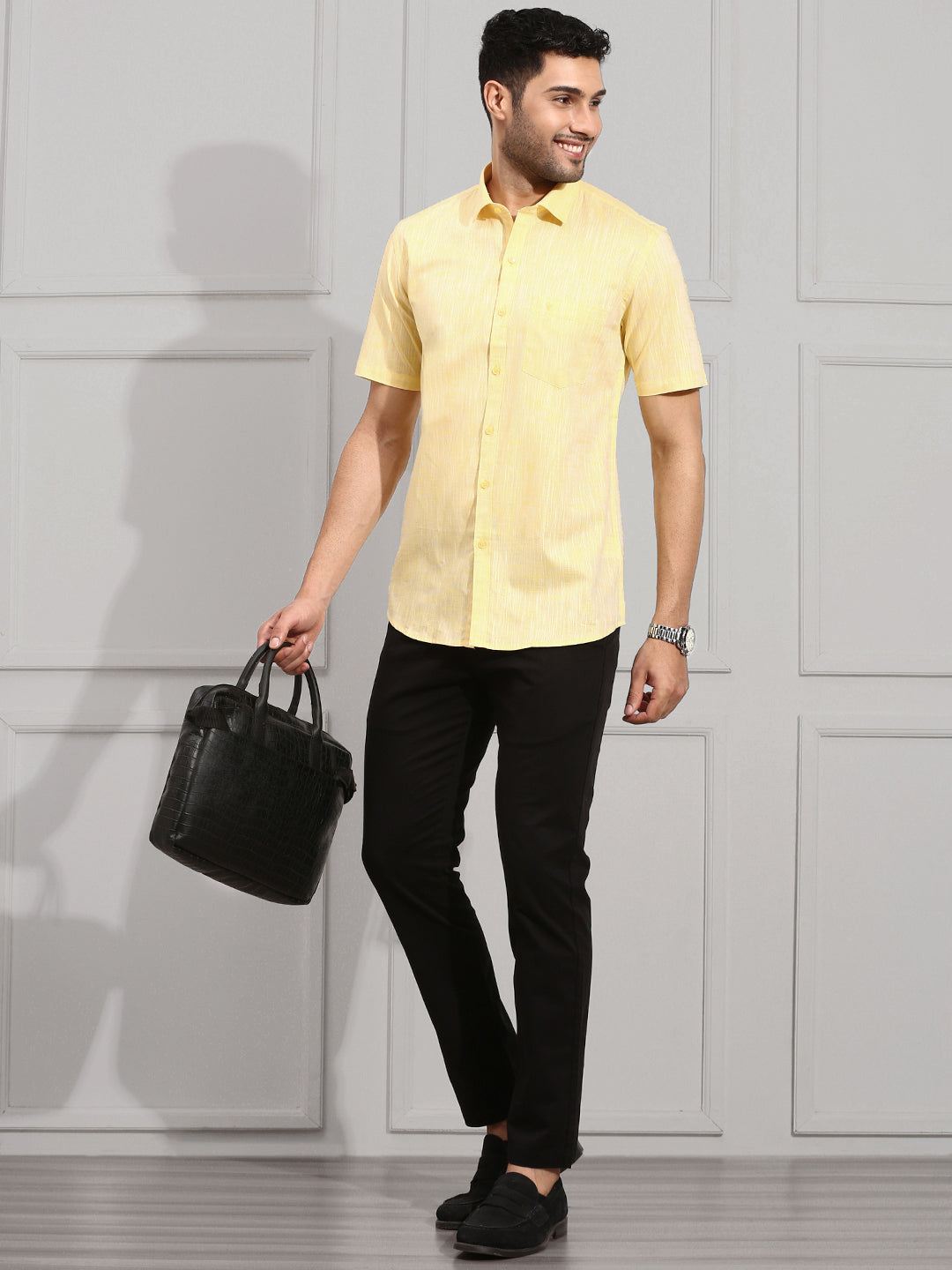 Men 100% Cotton Yellow Shirt CL2 GT14